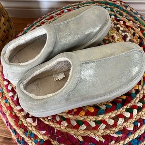 Silver Suede Leather Slip-On Shoes